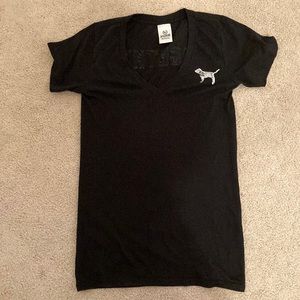 NWOT Pink Victoria Secret Black Tee